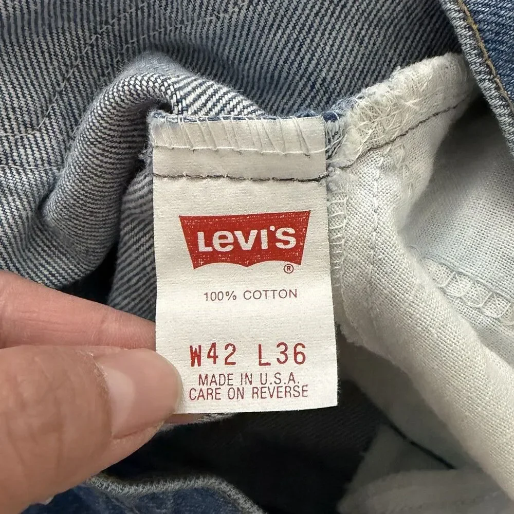 Vintage Levi's 540 Jeans Mens 42x36 Brown Tab Straight Leg Blue Denim USA 80s